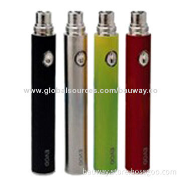 Bauway Manufacturer 650/900/1,100mAh EVOD Batteries, Flash for E Cigarettes, Packing in White Box